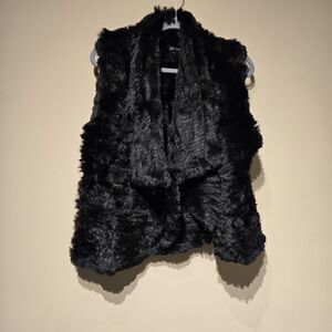 Love Token Black Rabbit Fur Vest Size M NWT